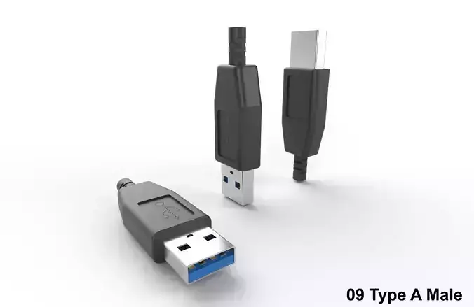 USB M9 Type A Male Low-poly 3D model
