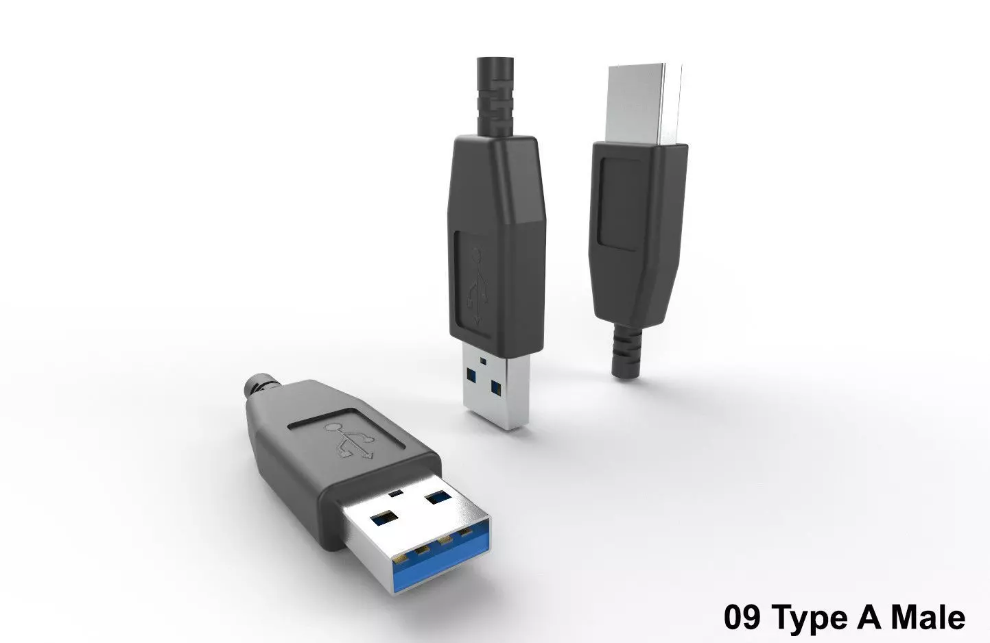 USB M9 Type A Male Low-poly 3D model_0