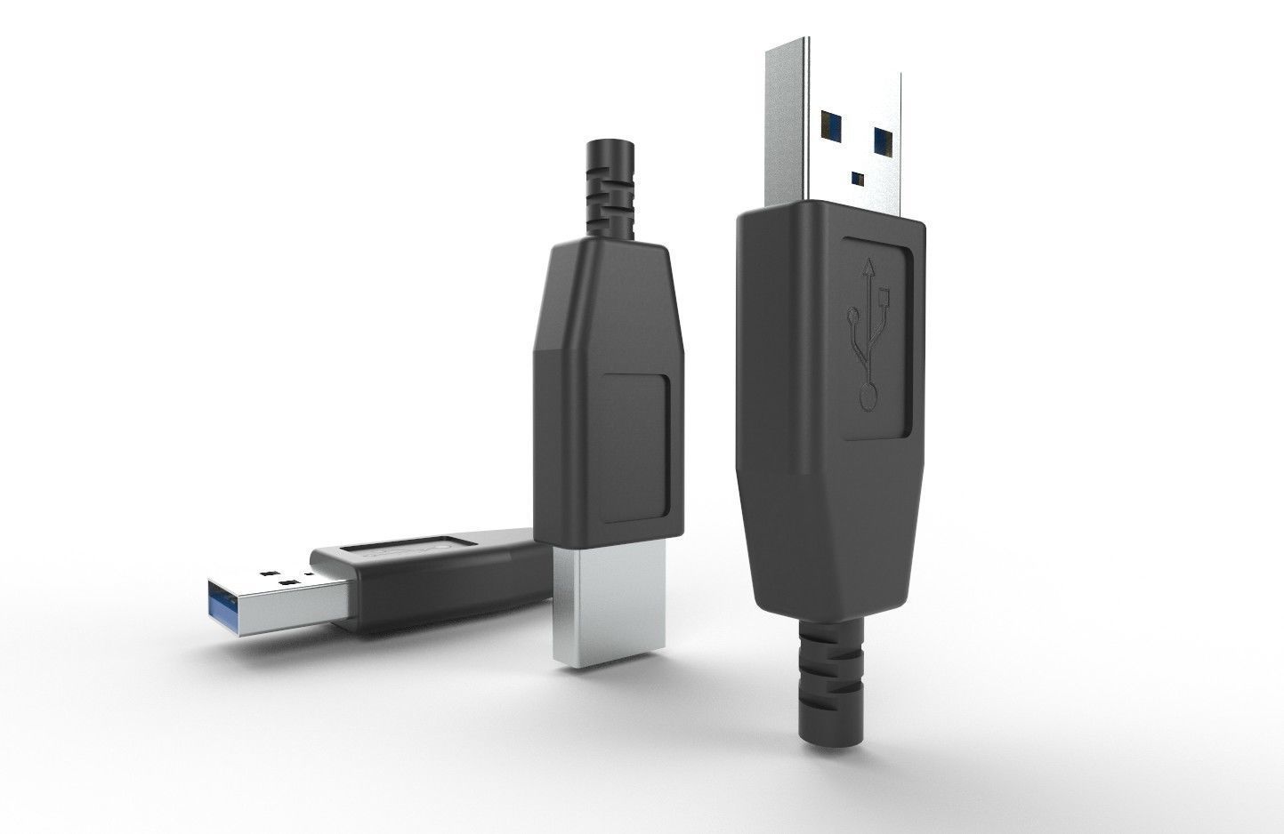 USB M9 Type A Male Low-poly 3D model_7