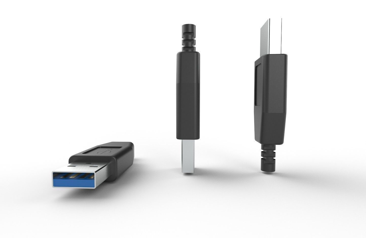 USB M9 Type A Male Low-poly 3D model_5