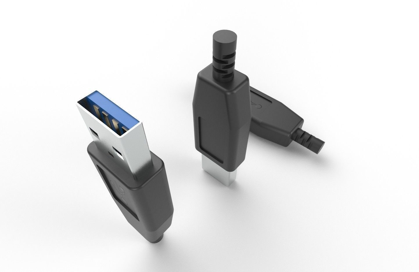 USB M9 Type A Male Low-poly 3D model_10