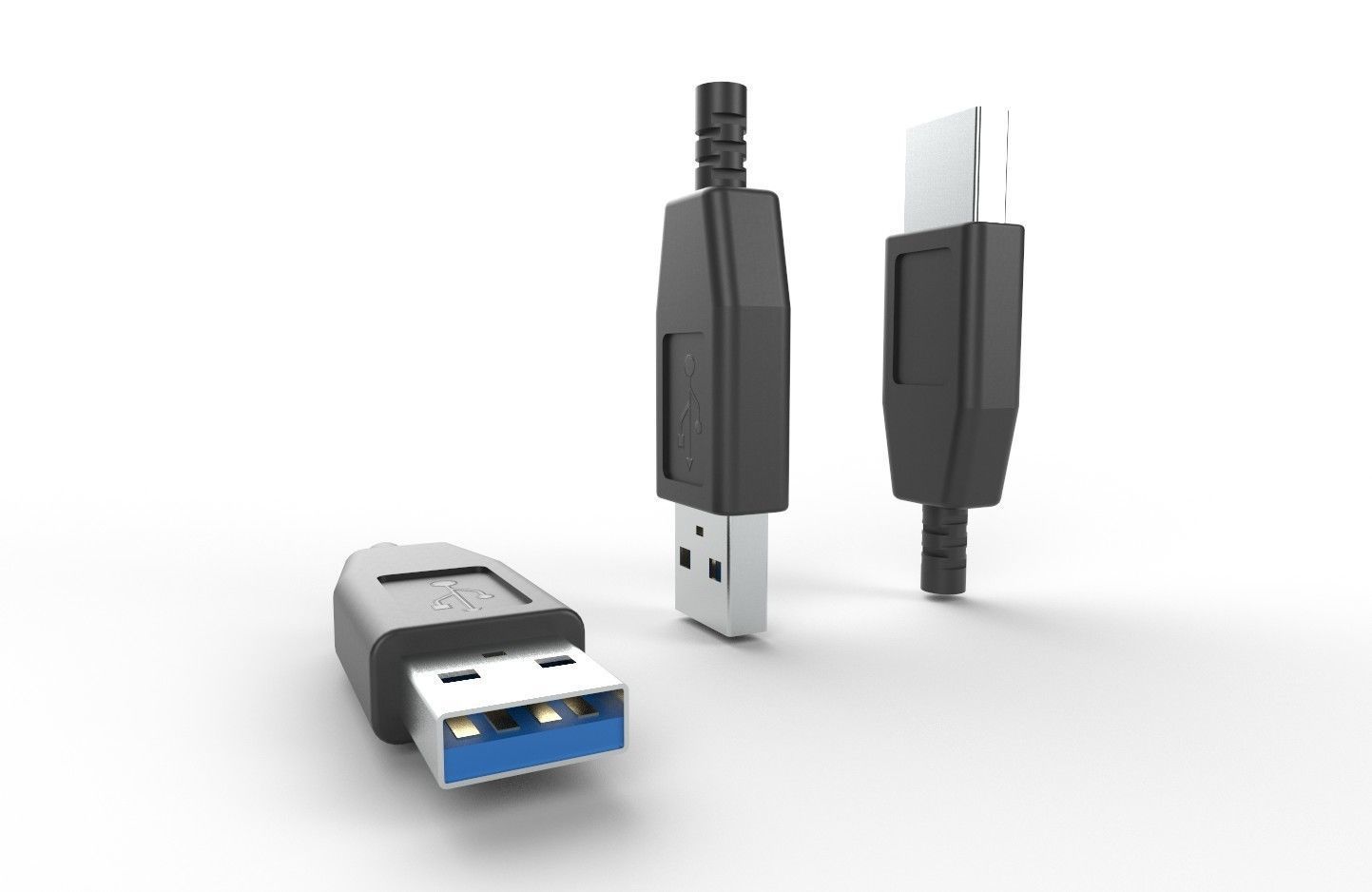 USB M9 Type A Male Low-poly 3D model_4