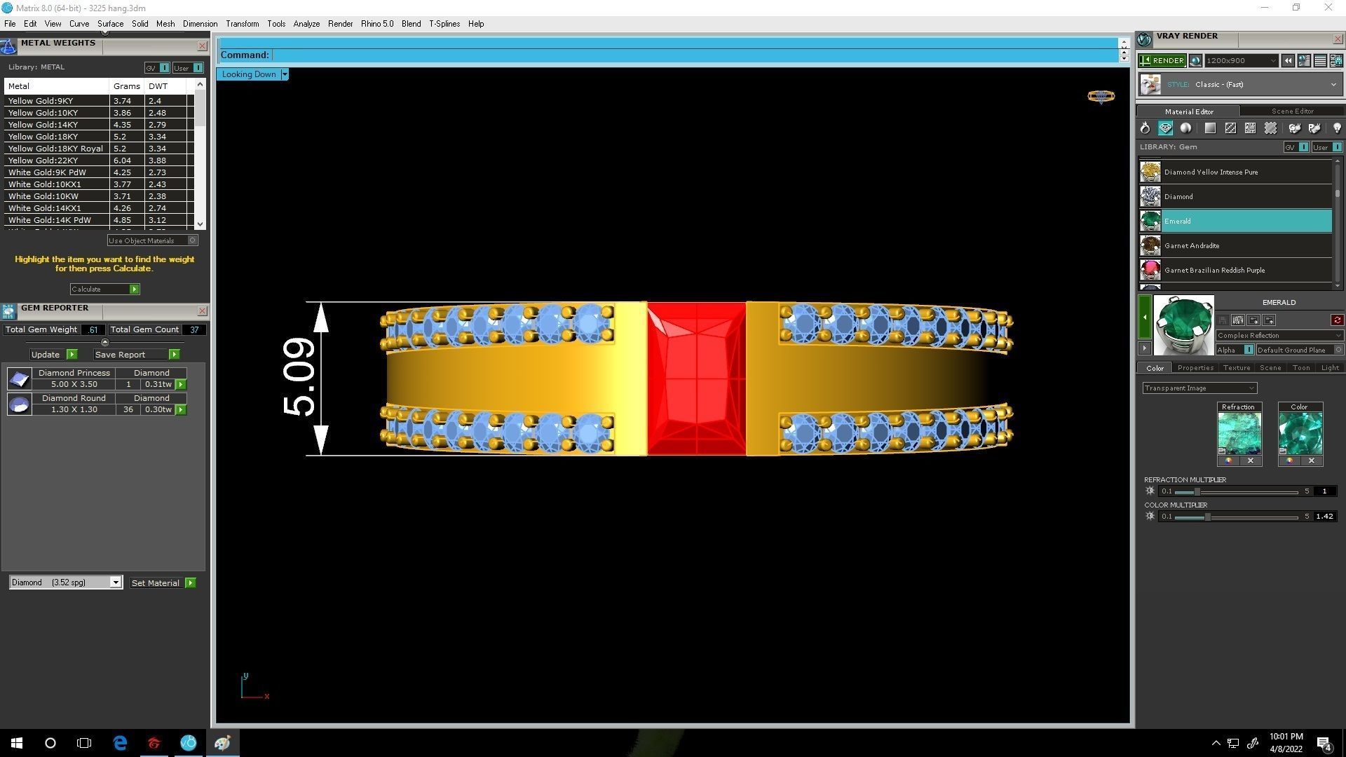 newdesign Luxury Emeral and Diamond wedding Ring 3225 3D print model_3