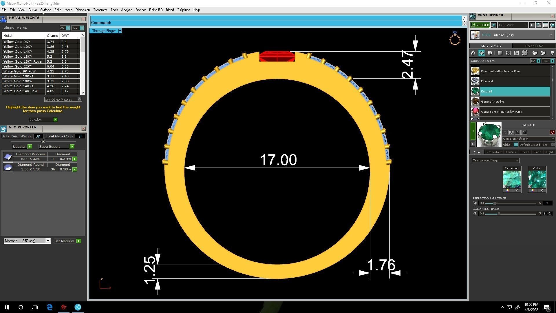 newdesign Luxury Emeral and Diamond wedding Ring 3225 3D print model_2