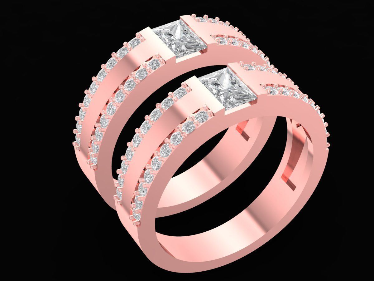 newdesign Luxury Emeral and Diamond wedding Ring 3225 3D print model_7