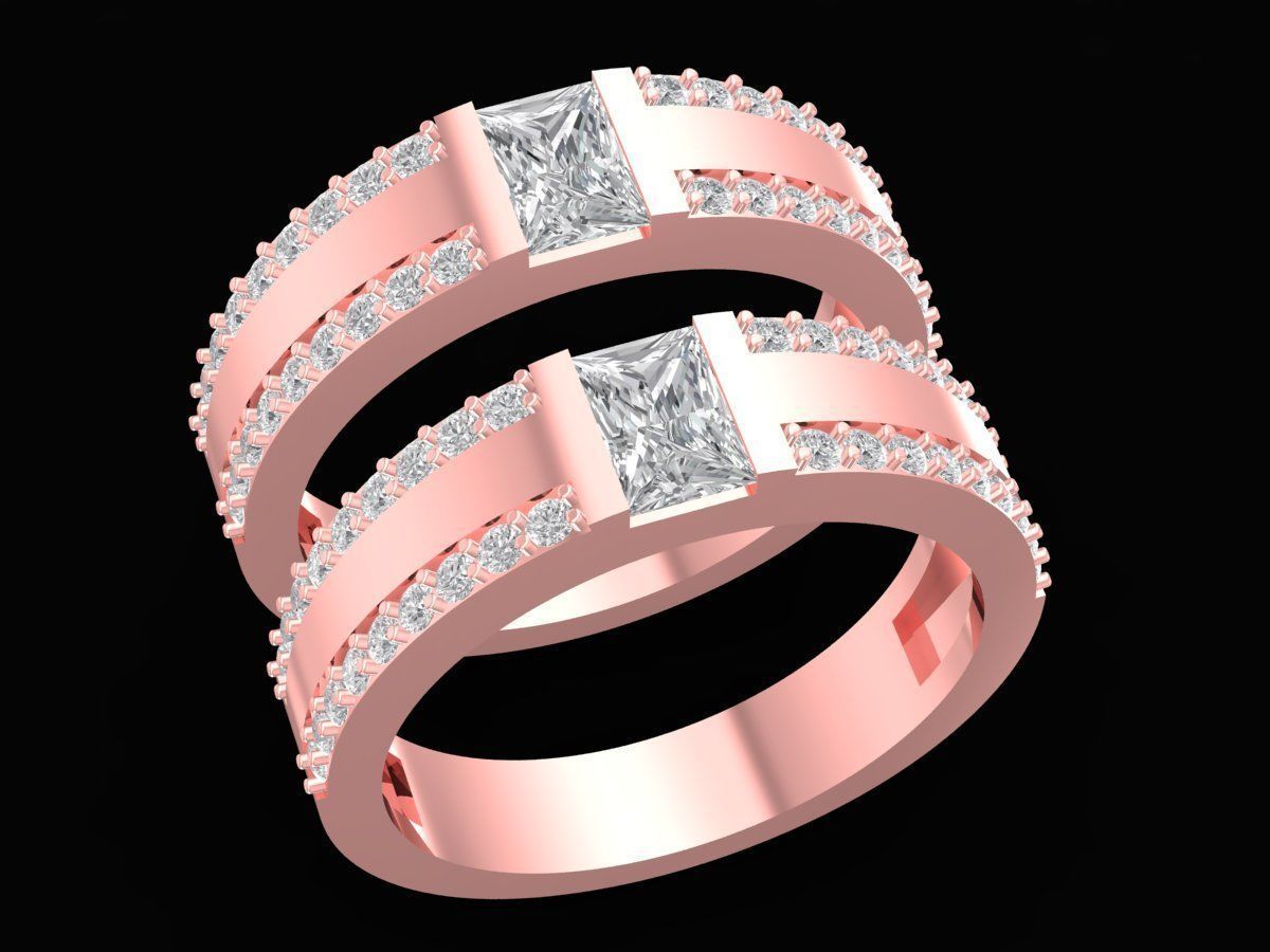 newdesign Luxury Emeral and Diamond wedding Ring 3225 3D print model_1