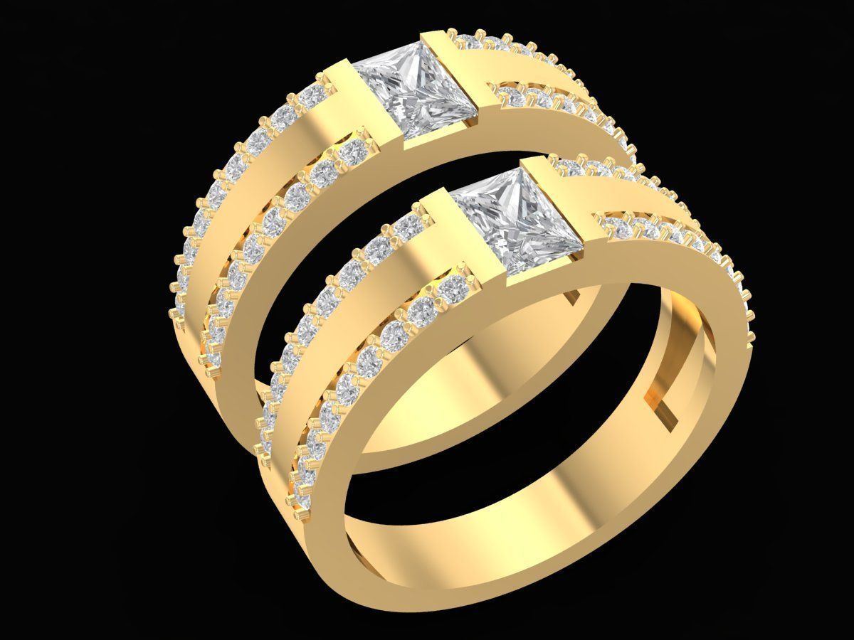 newdesign Luxury Emeral and Diamond wedding Ring 3225 3D print model_4