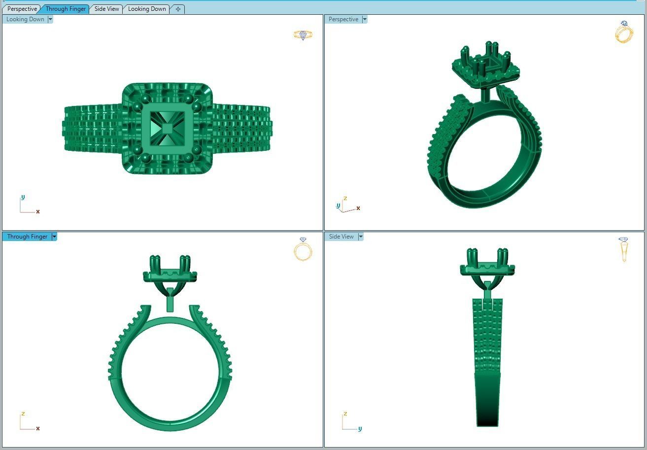 Ring057 gold bridal ring set with diamonds 3D print model_8