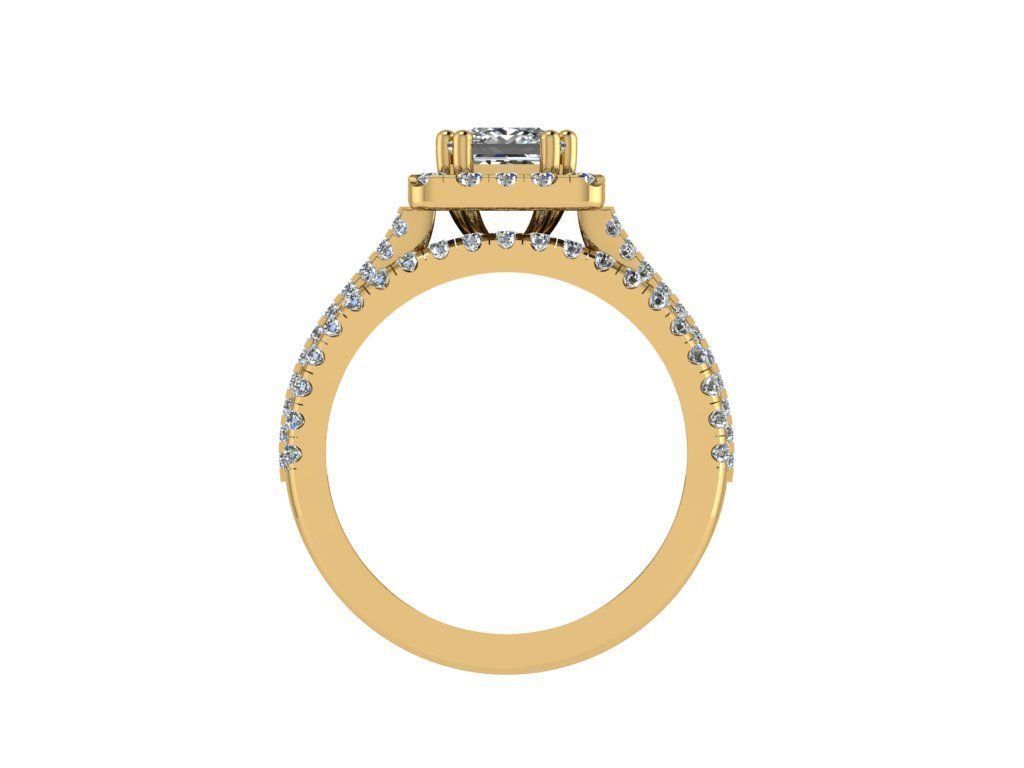 Ring057 gold bridal ring set with diamonds 3D print model_2