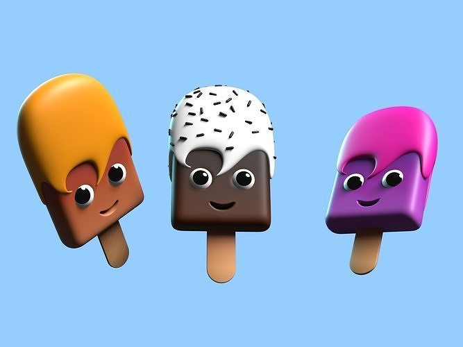 Cartoon Popsicle Character 3D model