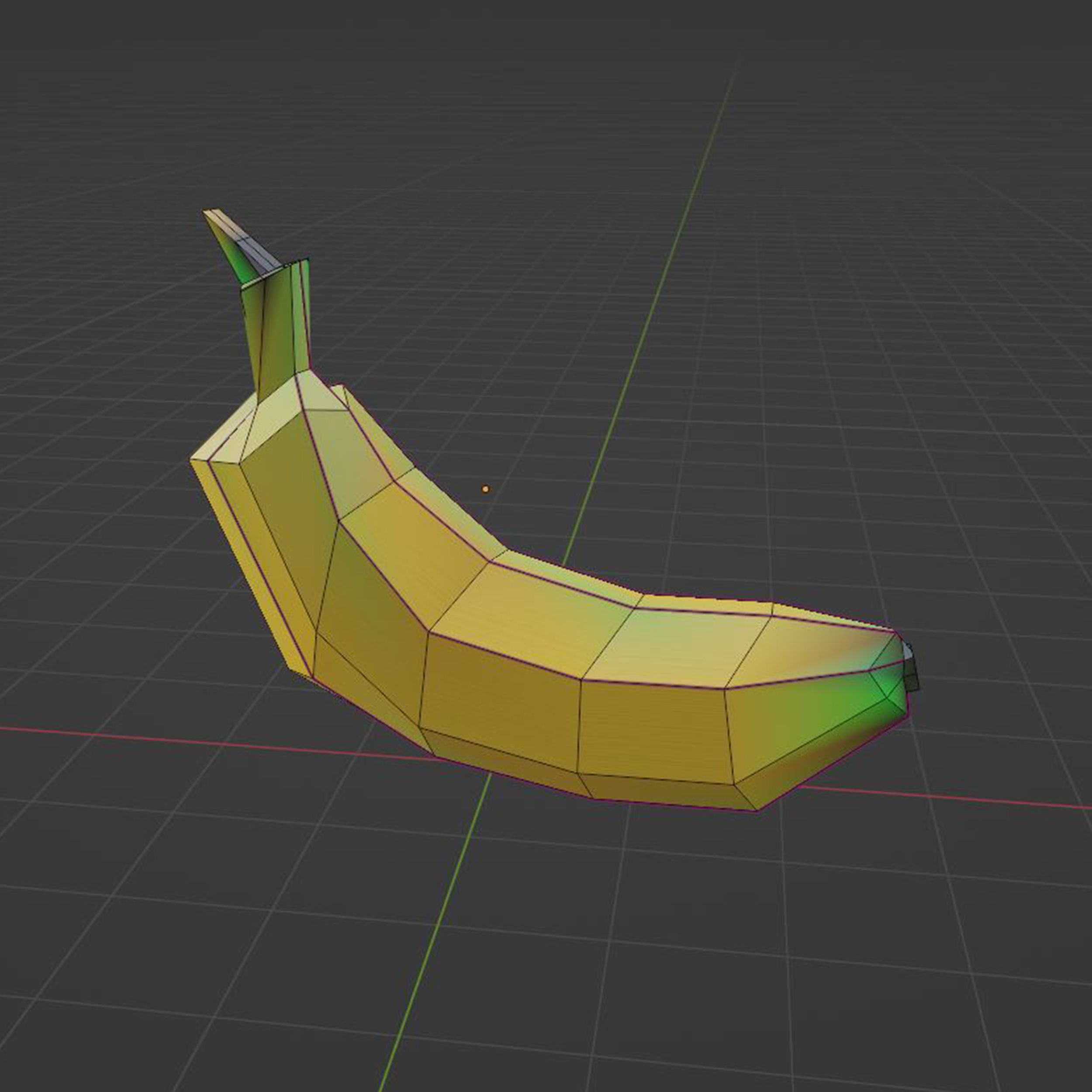 ripe yellow green banana fruit Low-poly 3D model_1