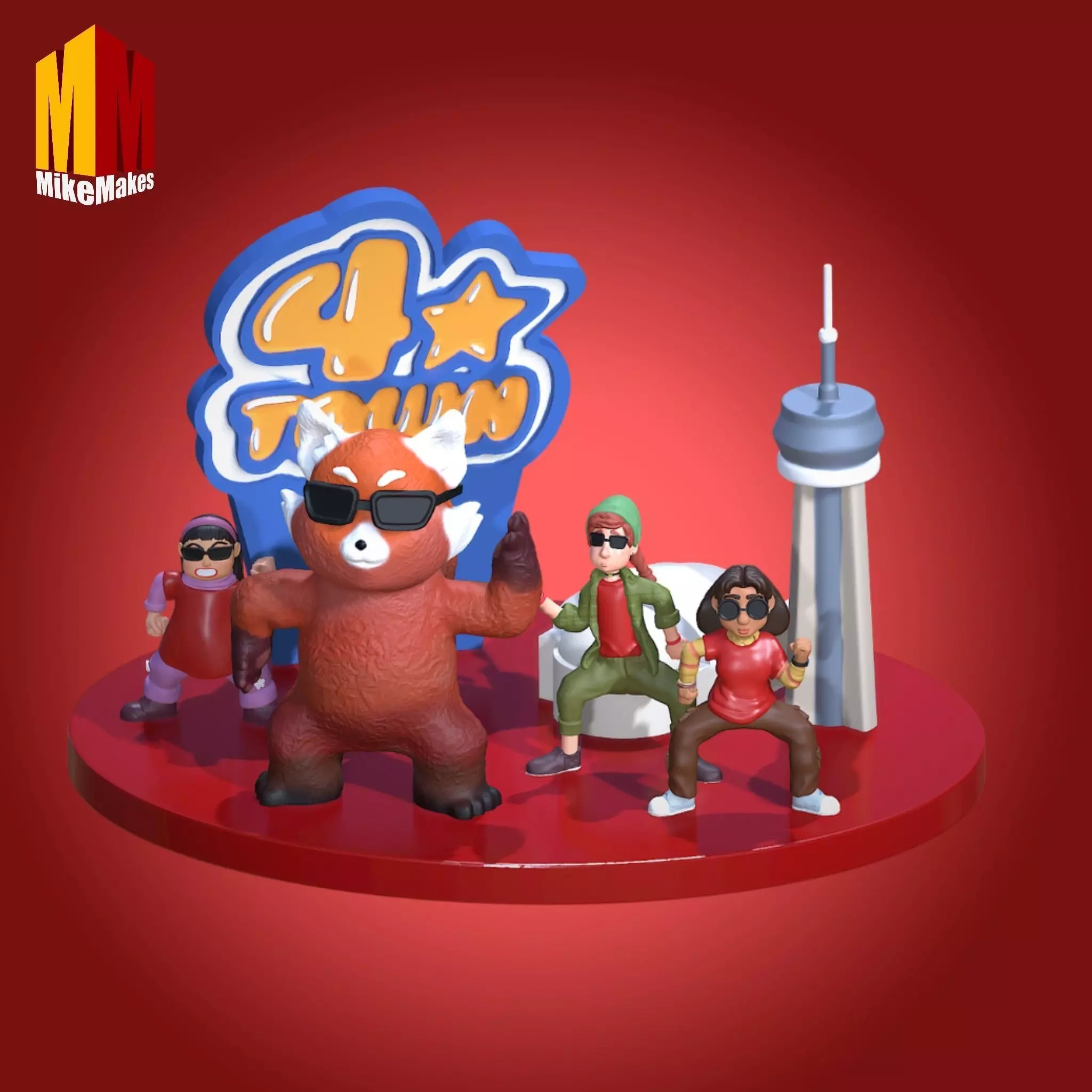 Turning Red Group Figure Dance 4Town Diorama 3D print model