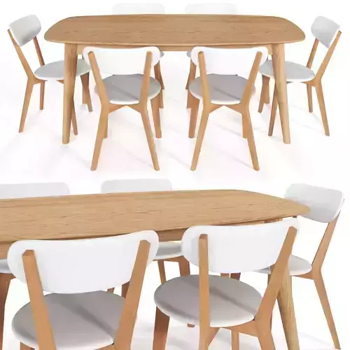 Oslo Oak Dining Table and Luca Oslo Dining Chairs white