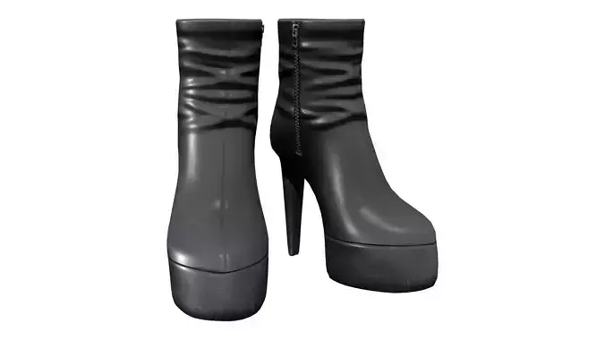 Leather Ankle High Heels Boots