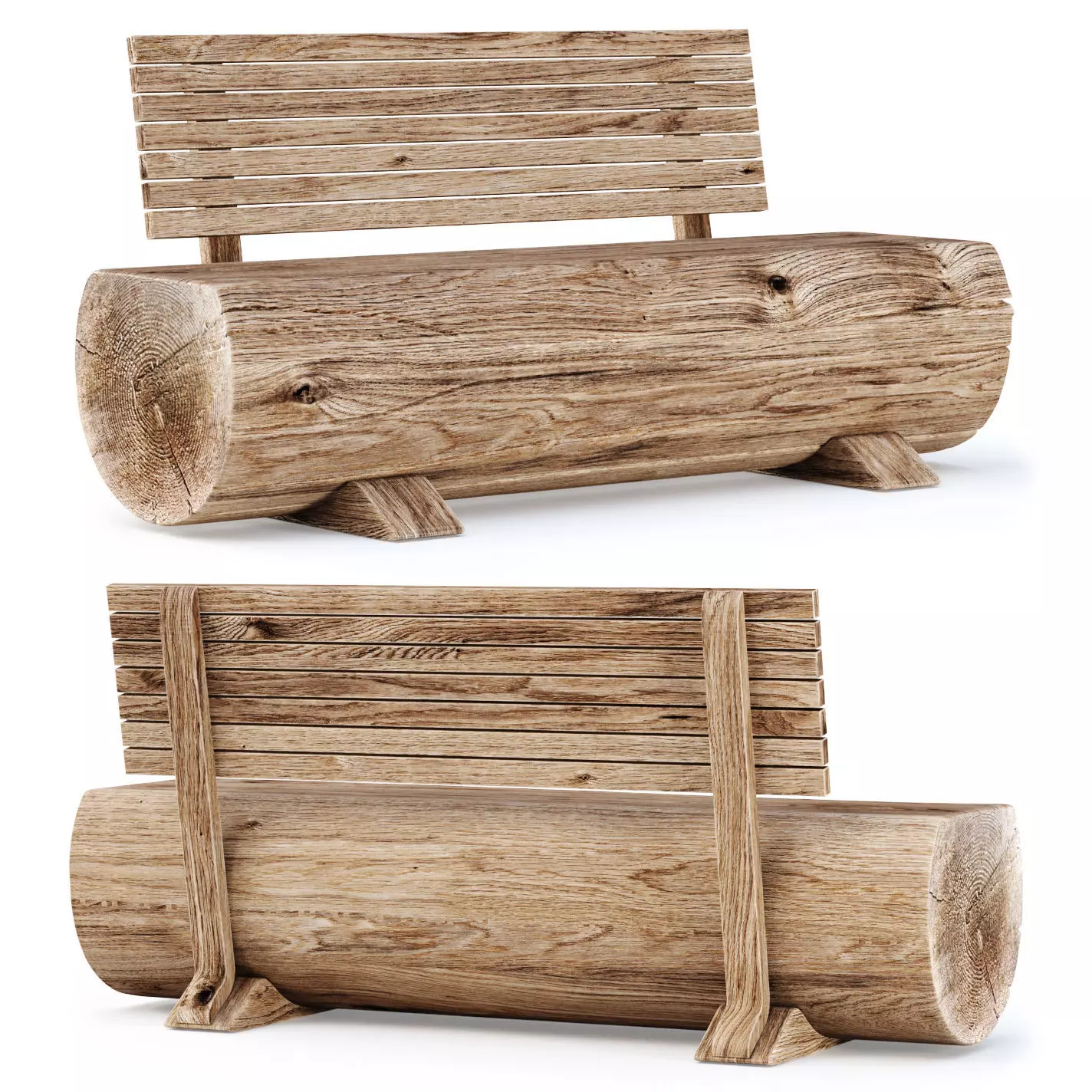 Outdoor wooden bench 3D model
