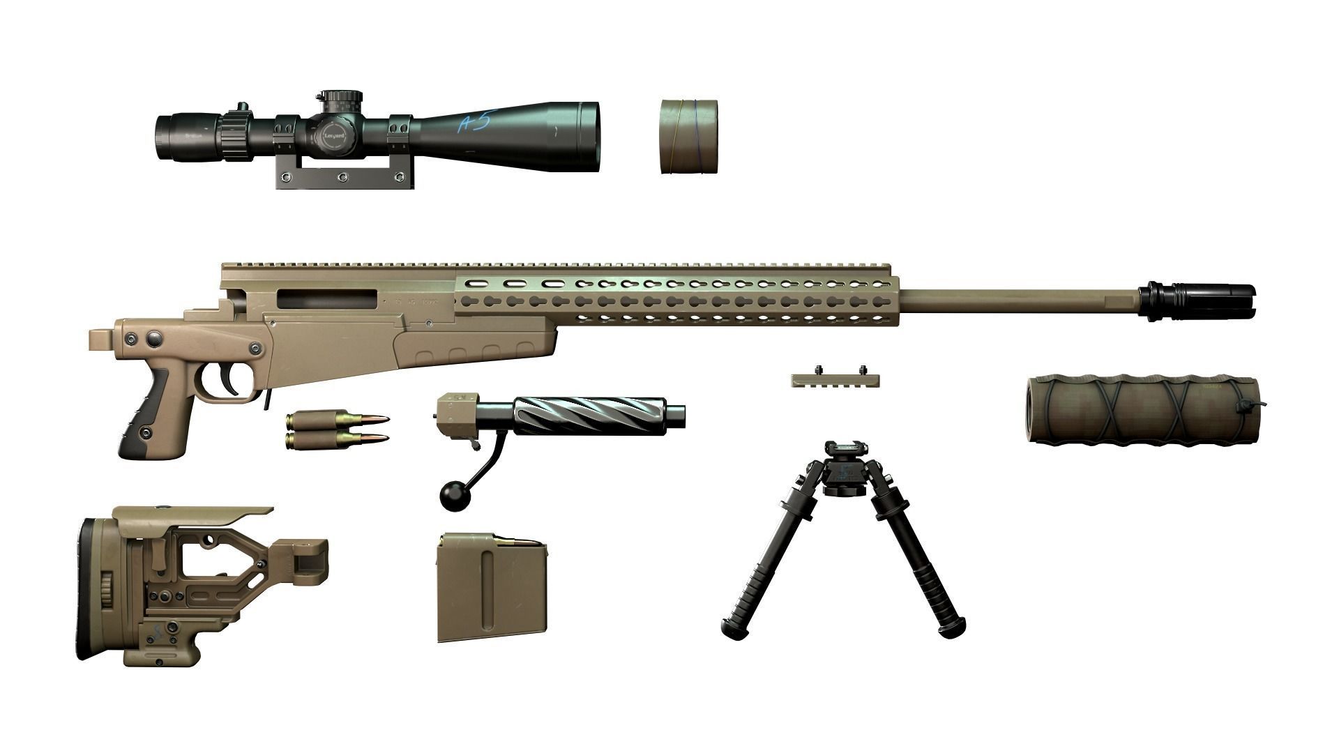 AXMC sniper riffle Low-poly 3D model_6