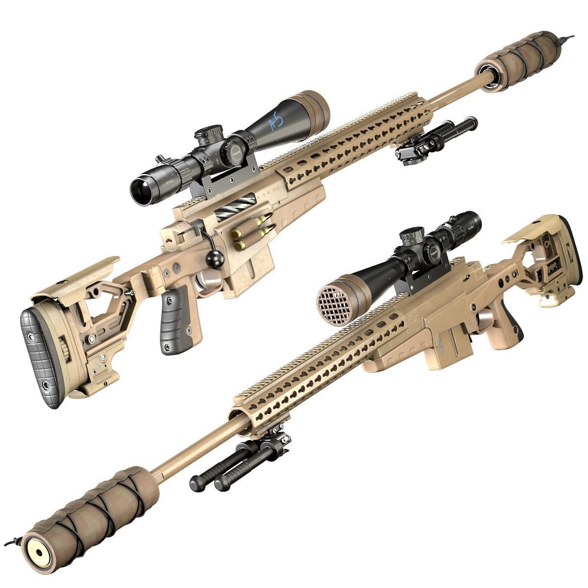 AXMC sniper riffle Low-poly 3D model_0