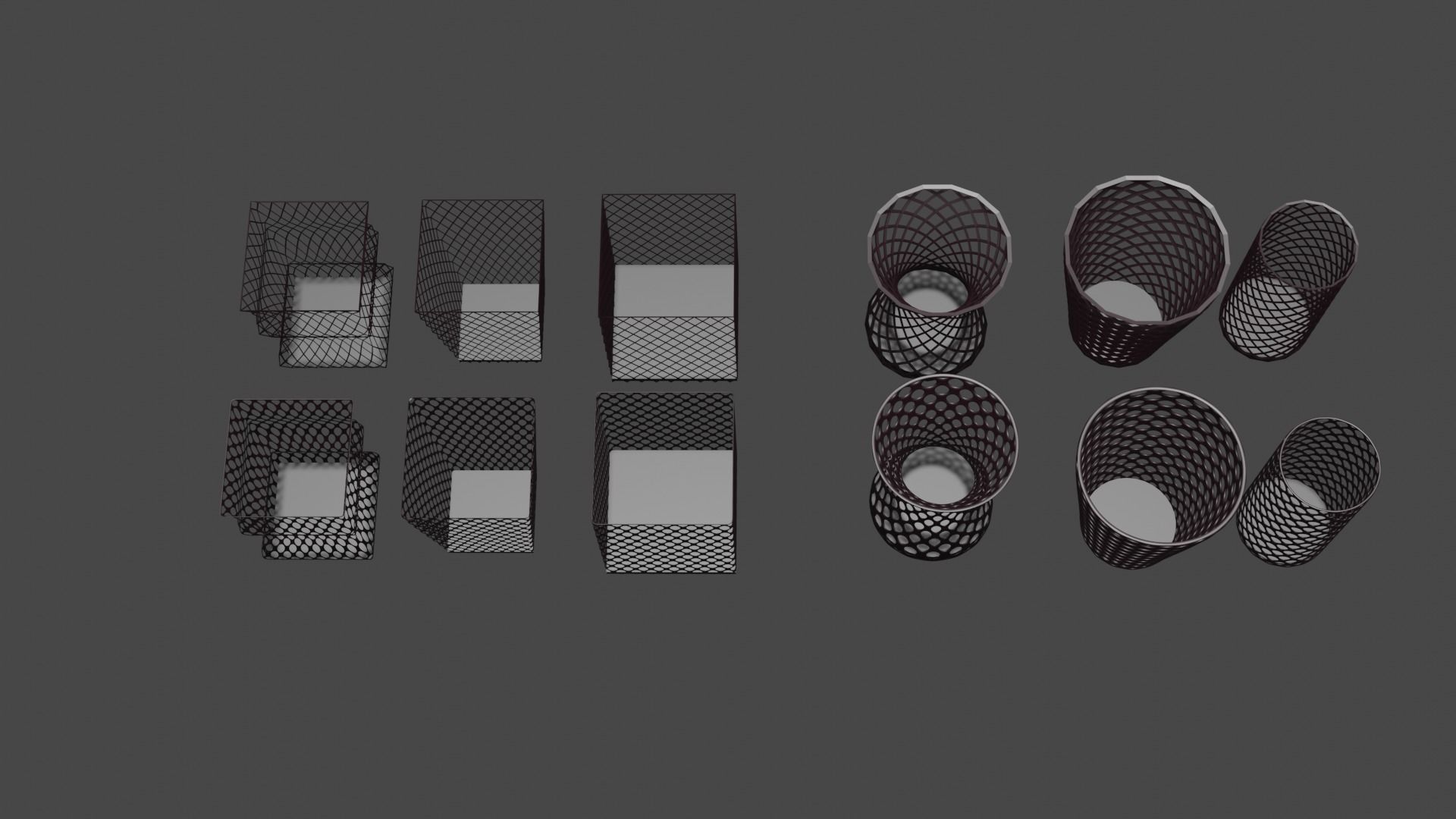 Trash can with wired mesh bin Low-poly 3D model_3