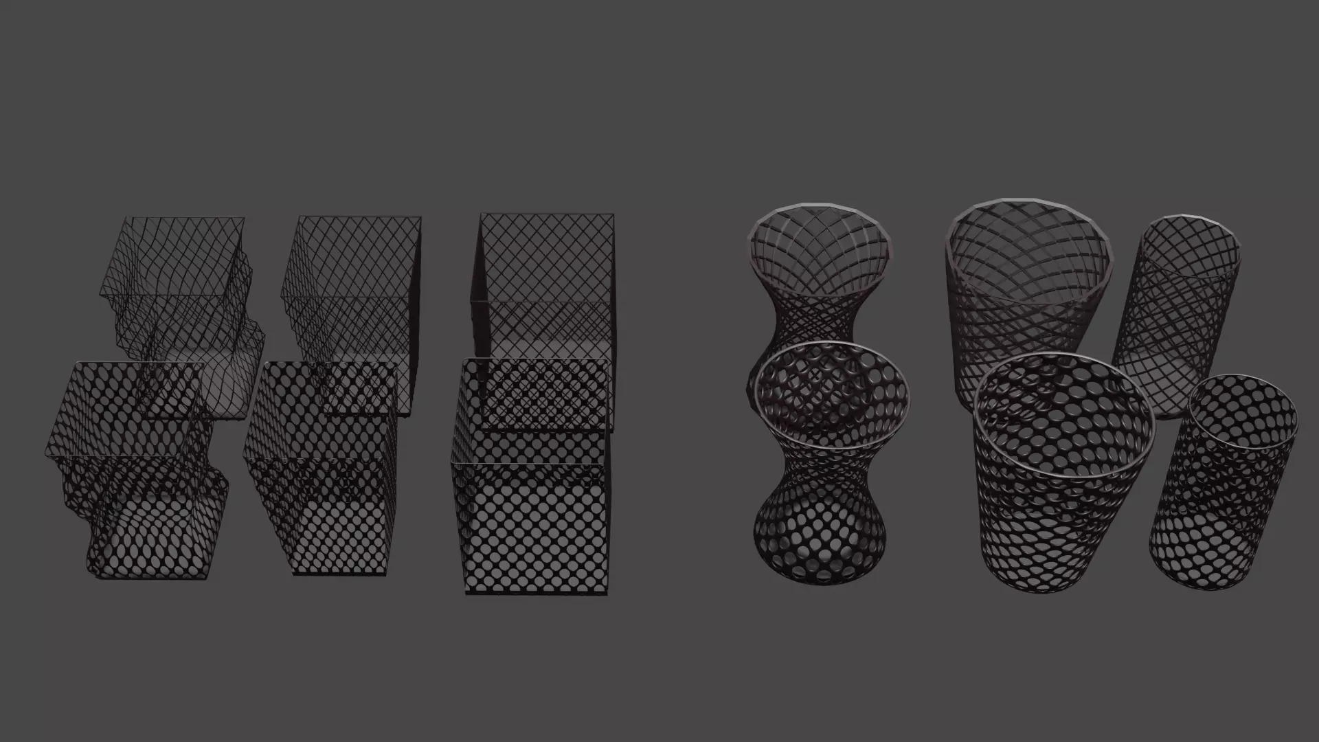 Trash can with wired mesh bin Low-poly 3D model_0