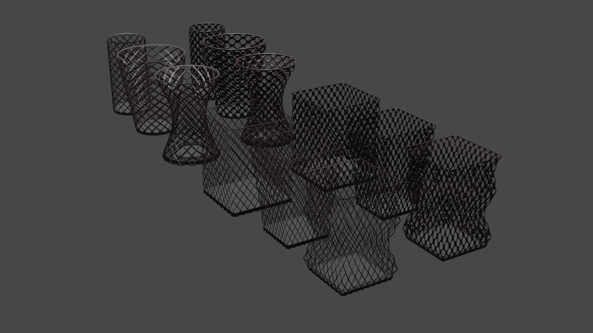 Trash can with wired mesh bin Low-poly 3D model_4