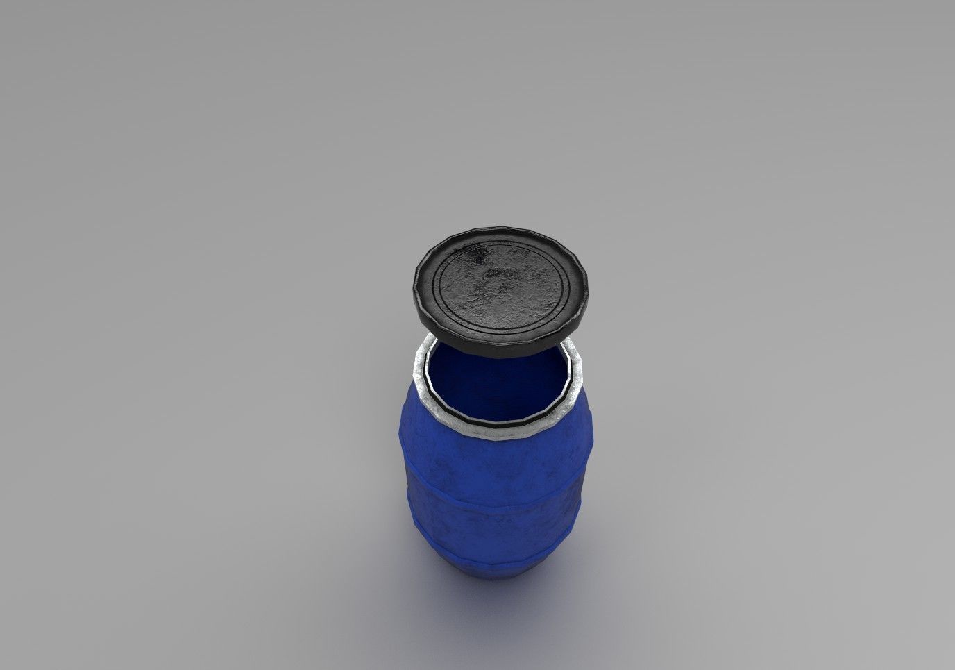 Plastic Barrels orange and blue Free low-poly 3D model_7