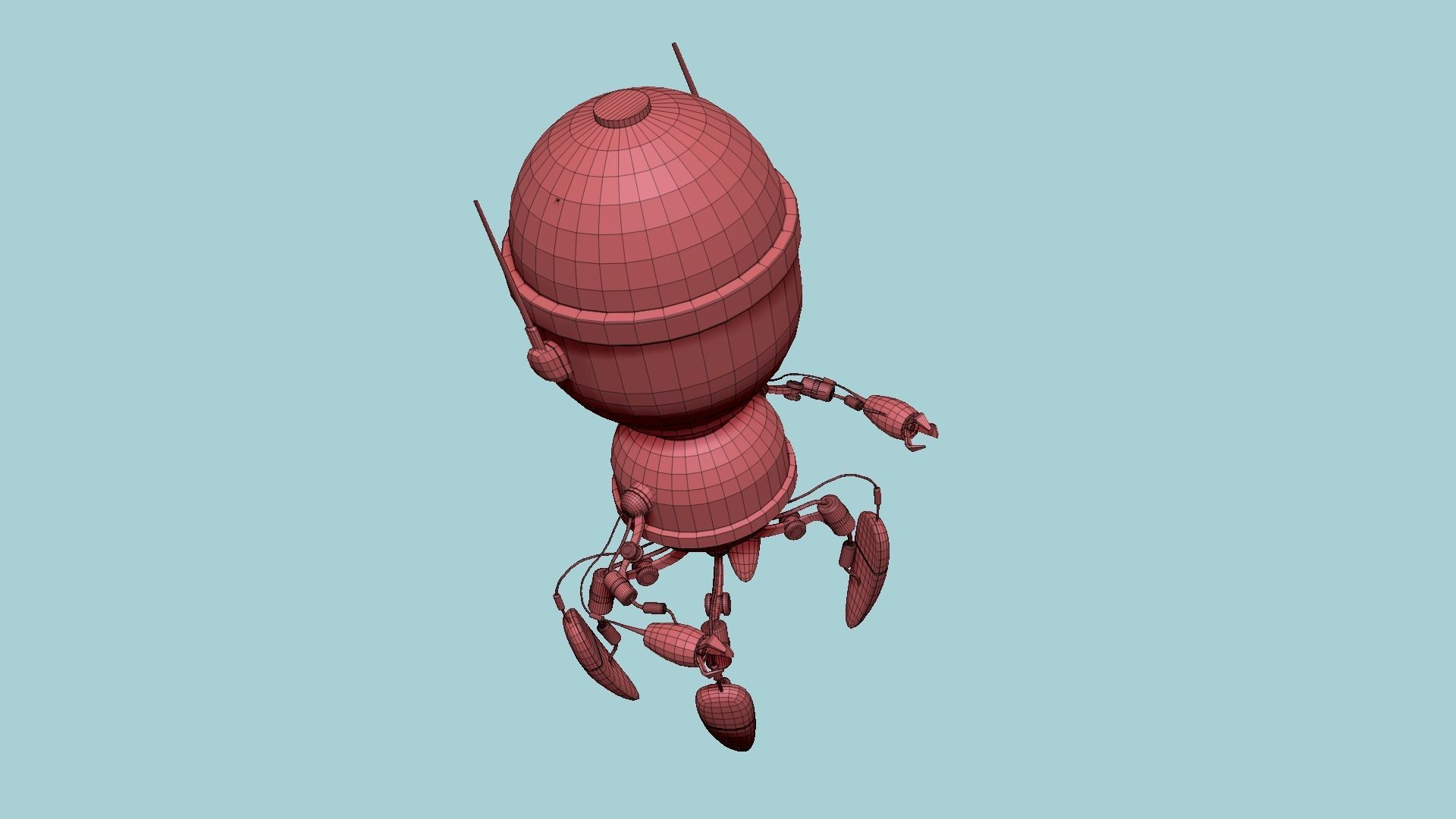 Brain Robot G07 White Dust - SciFi Character Design Low-poly 3D model_16