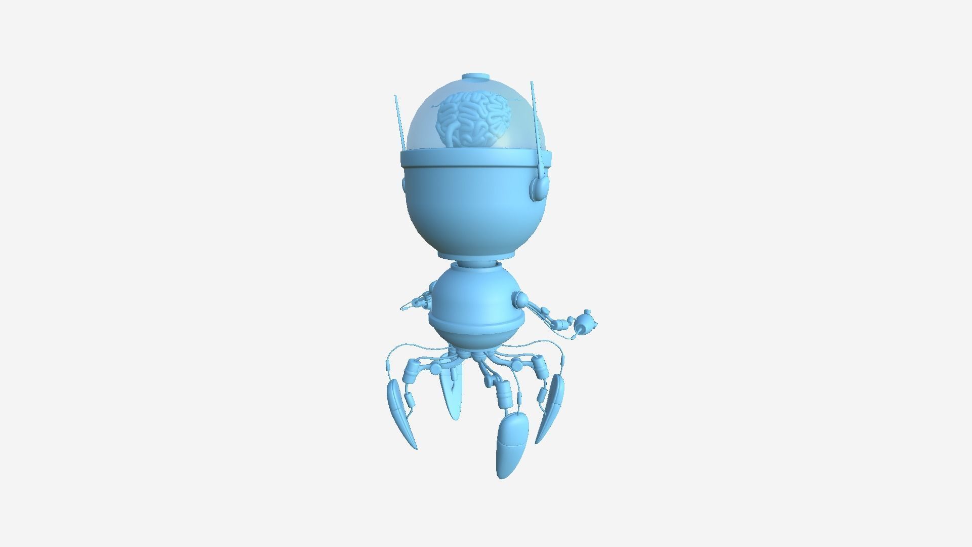 Brain Robot G07 White Dust - SciFi Character Design Low-poly 3D model_11