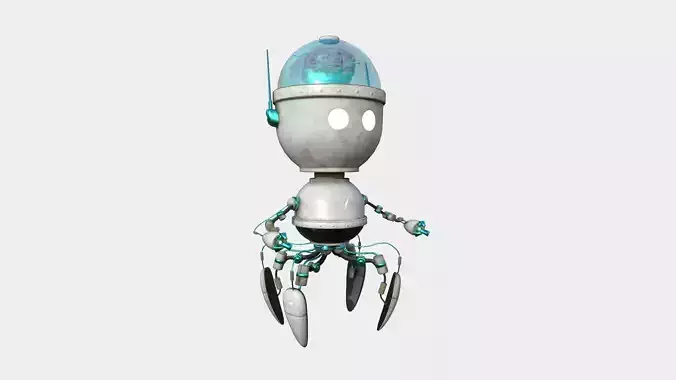 Brain Robot G07 White Dust - SciFi Character Design Low-poly 3D model