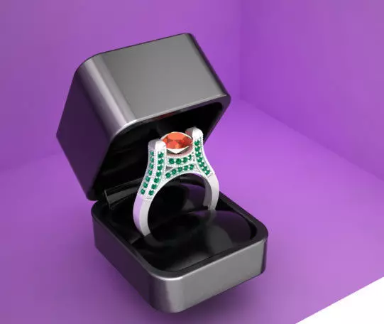fashion engagement ring in box 3D print model_0