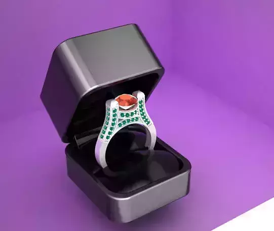 fashion engagement ring in box 3D print model