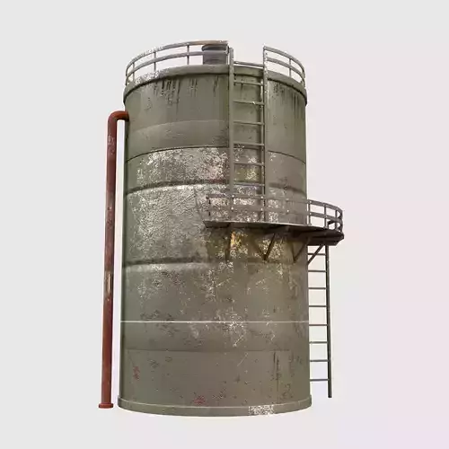 Old tank with pipes Reservoir Low-poly 3D model