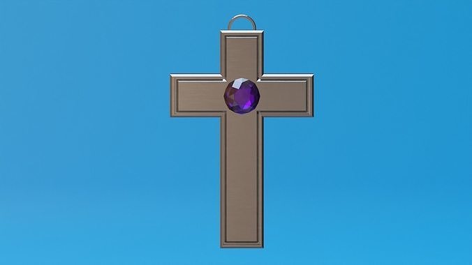 Cross with Stone Low-poly 3D model