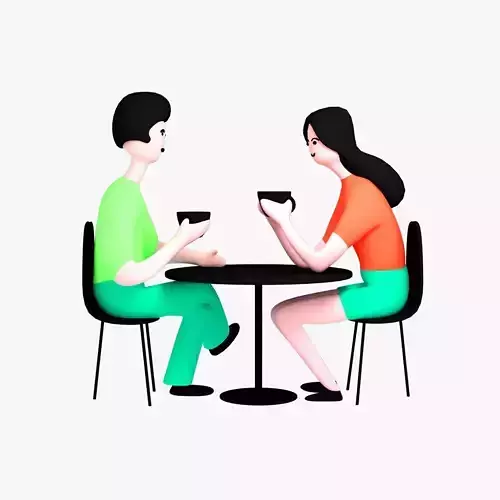 Character couple at table