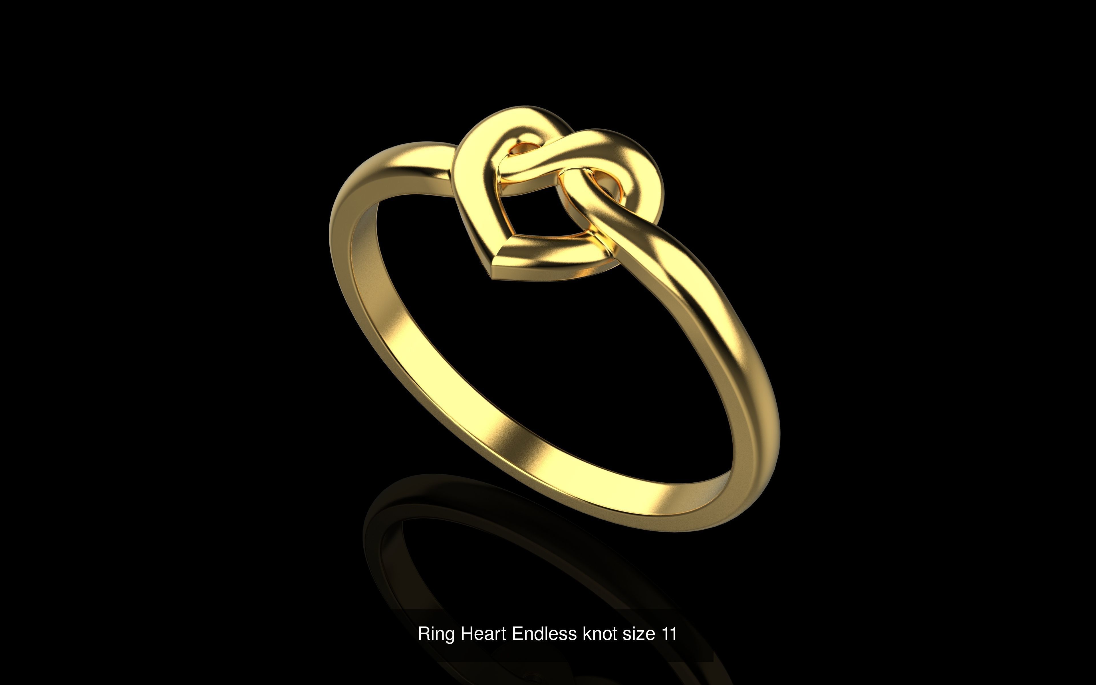Ring Heart Endless Knot sizes 5 6 7 8 9 10 11 12 3D Model Collection_2