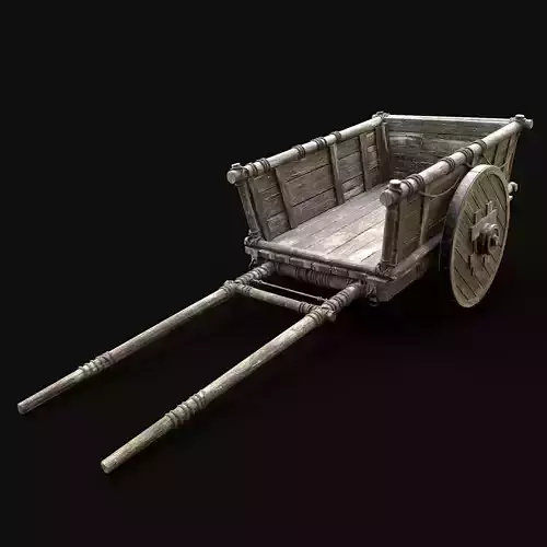 WOODEN CART WAGON HORSE CAR CARGO TRANSPORT MEDIEVAL CARRIAGE Low-poly 3D model