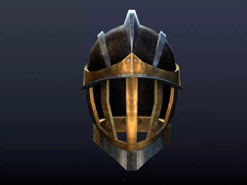 Futuristic Medieval Helmet Low-poly 3D model_0
