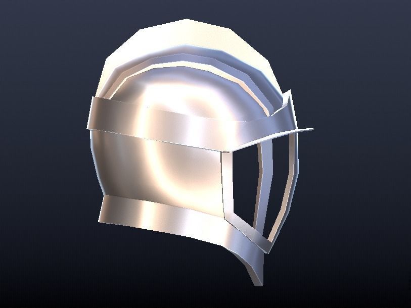 Futuristic Medieval Helmet Low-poly 3D model_5