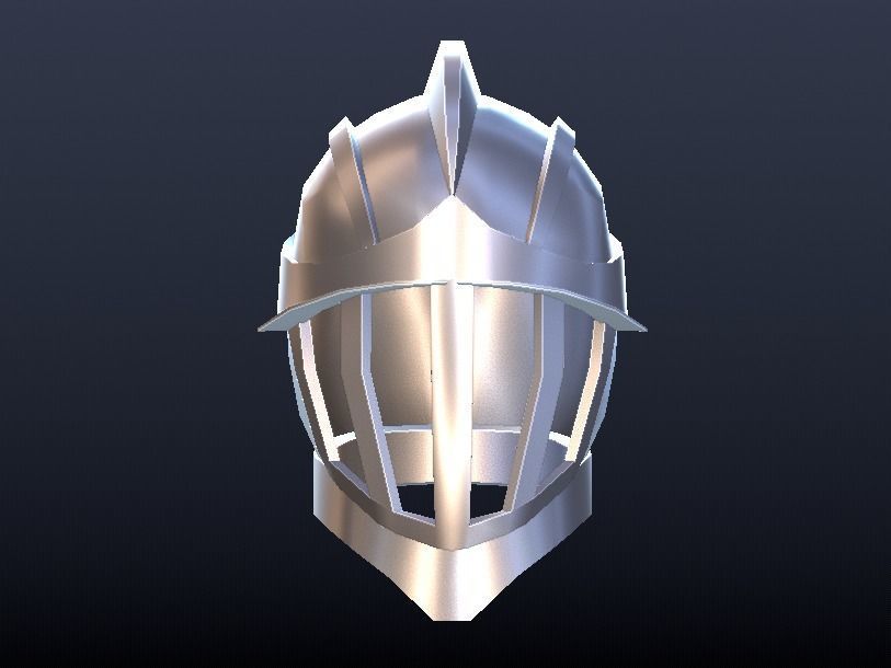 Futuristic Medieval Helmet Low-poly 3D model_6