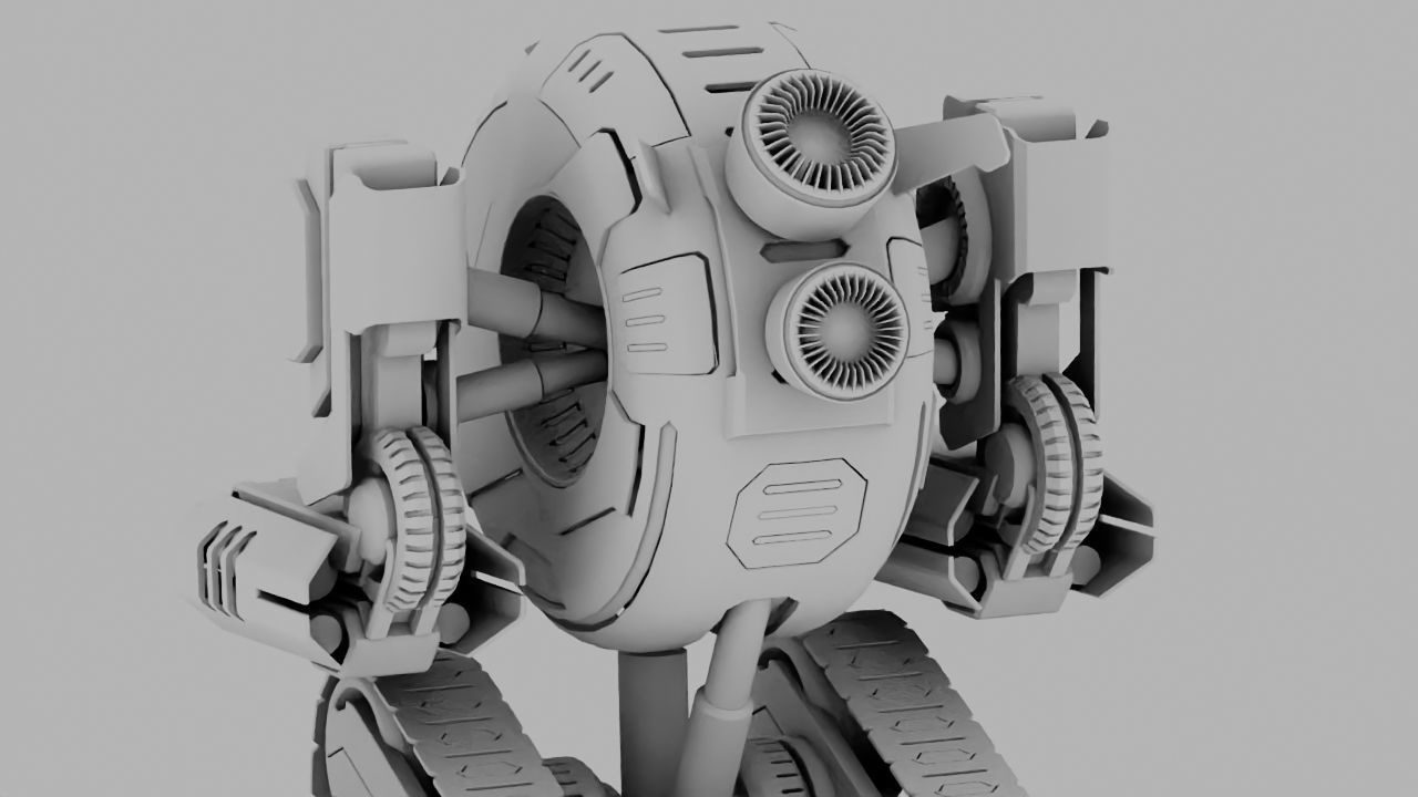 Combat robot rigged character 3D model_11