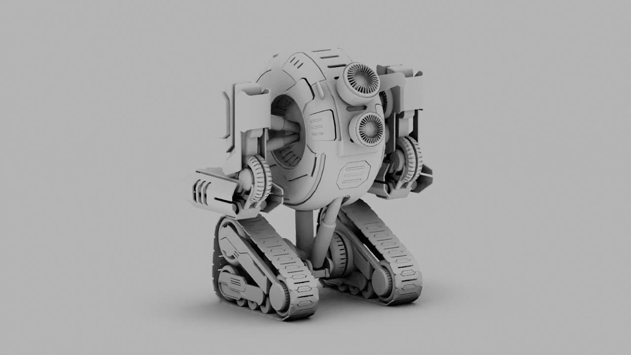 Combat robot rigged character 3D model_7