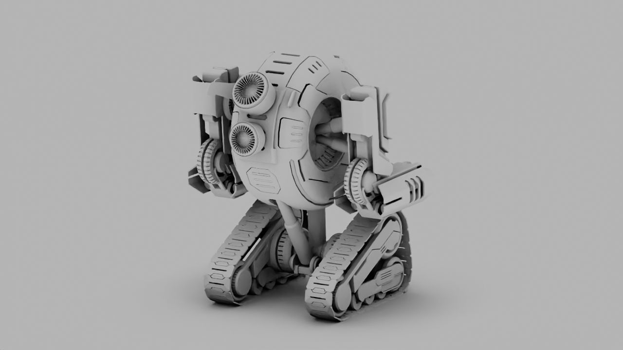 Combat robot rigged character 3D model_9