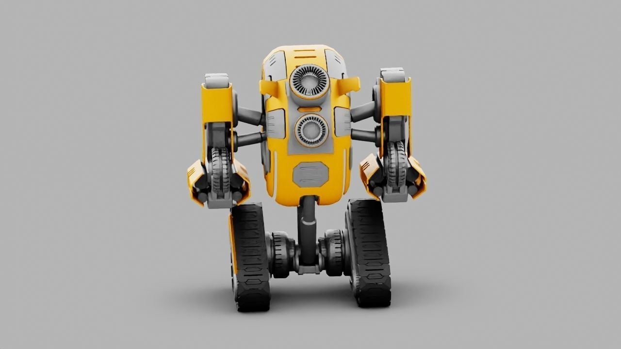 Combat robot rigged character 3D model_3