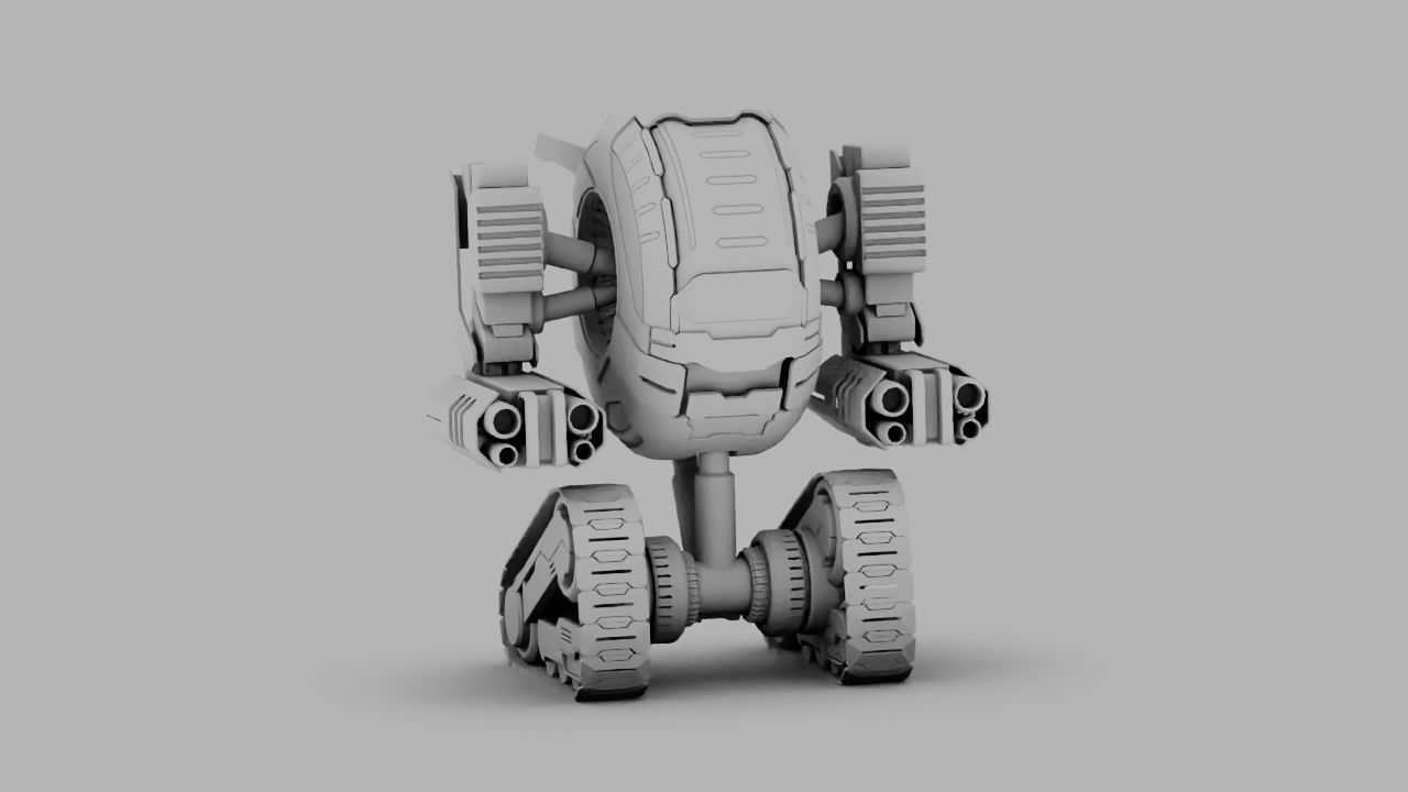 Combat robot rigged character 3D model_10
