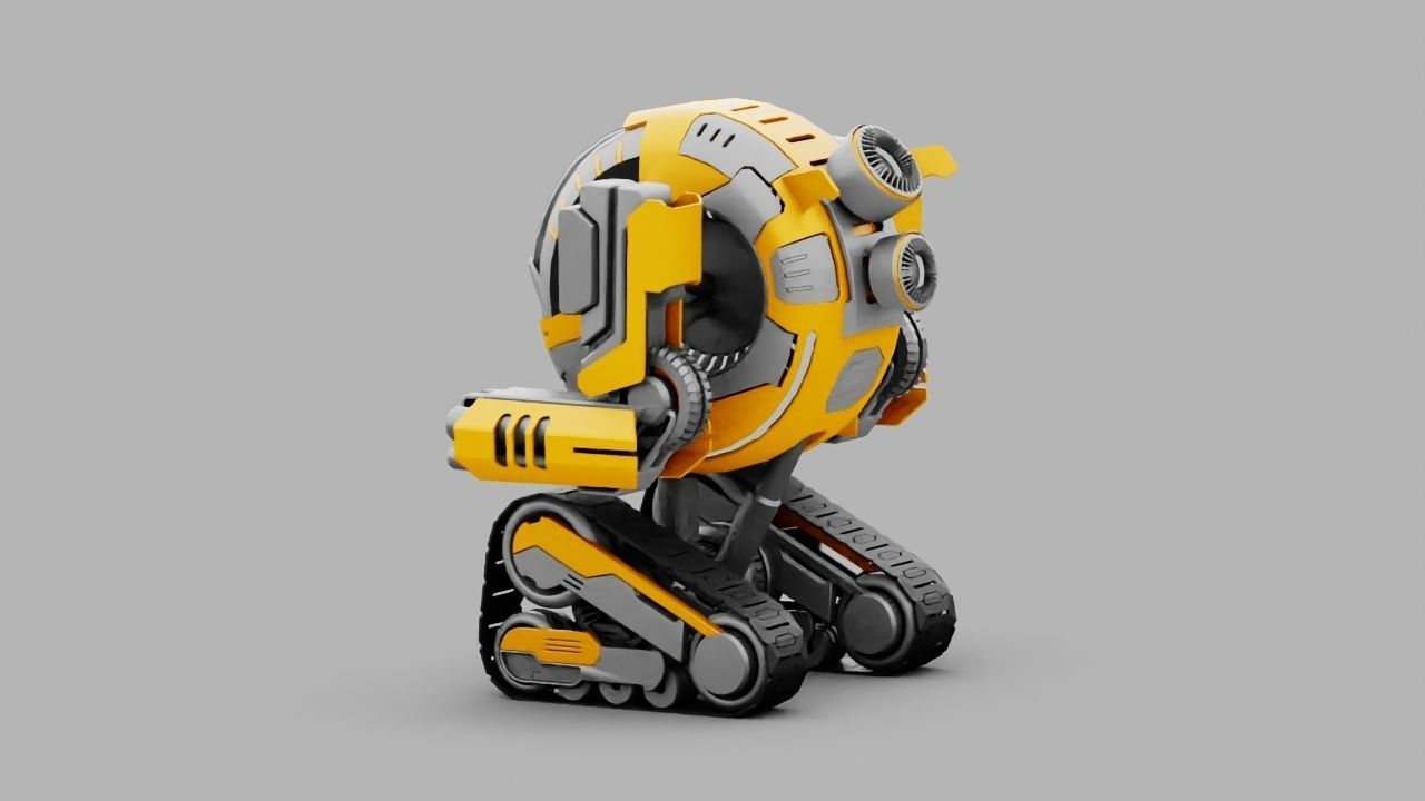Combat robot rigged character 3D model_2