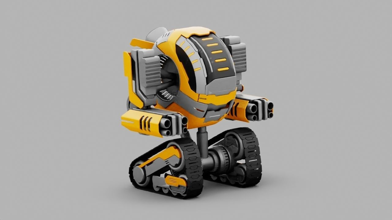 Combat robot rigged character 3D model_5
