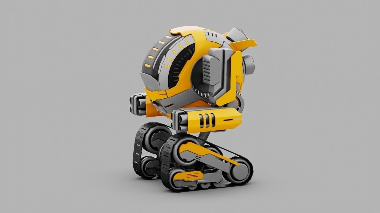 Combat robot rigged character 3D model_1