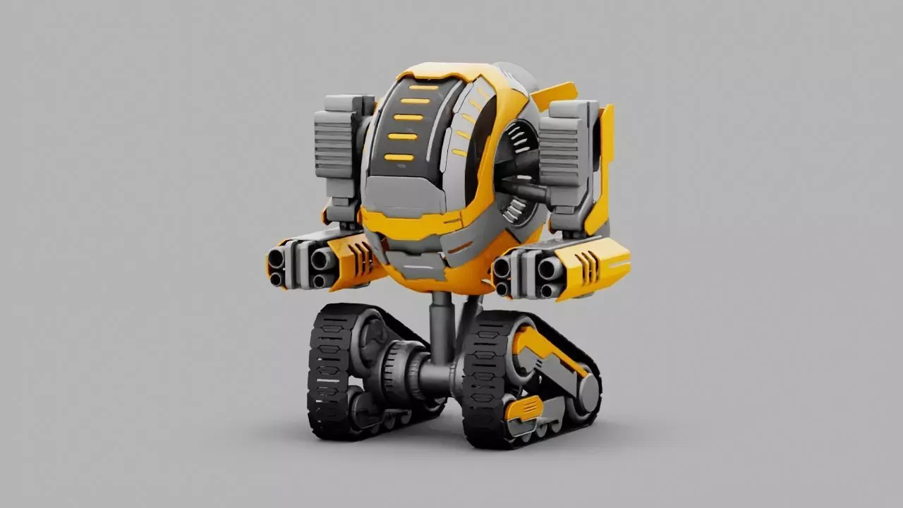 Combat robot rigged character 3D model_0