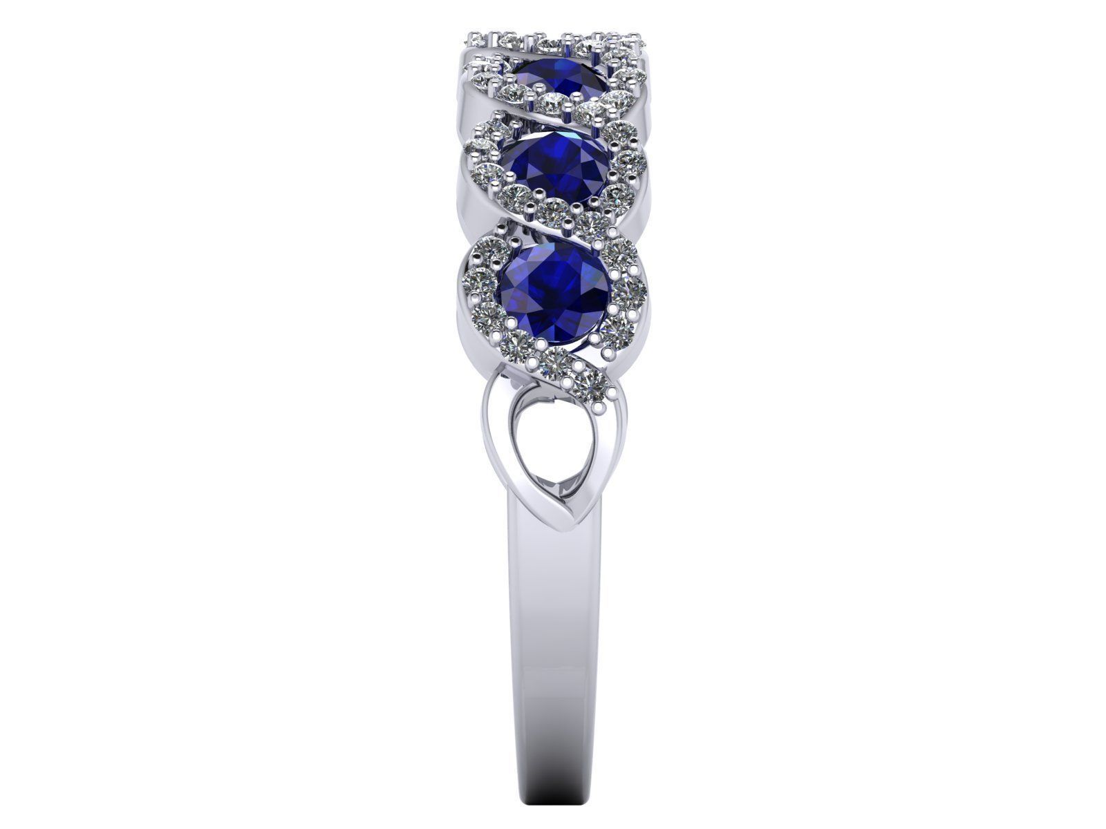 Spiral Weave Anniversary - Engagement Ring - Sapphire Halo 3D print model_10