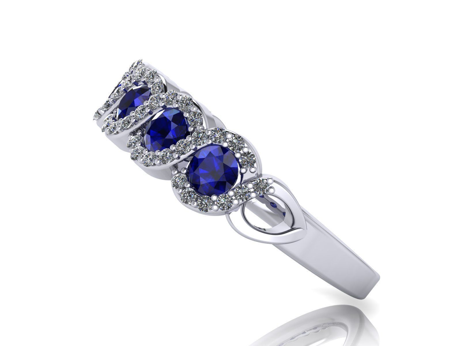 Spiral Weave Anniversary - Engagement Ring - Sapphire Halo 3D print model_3