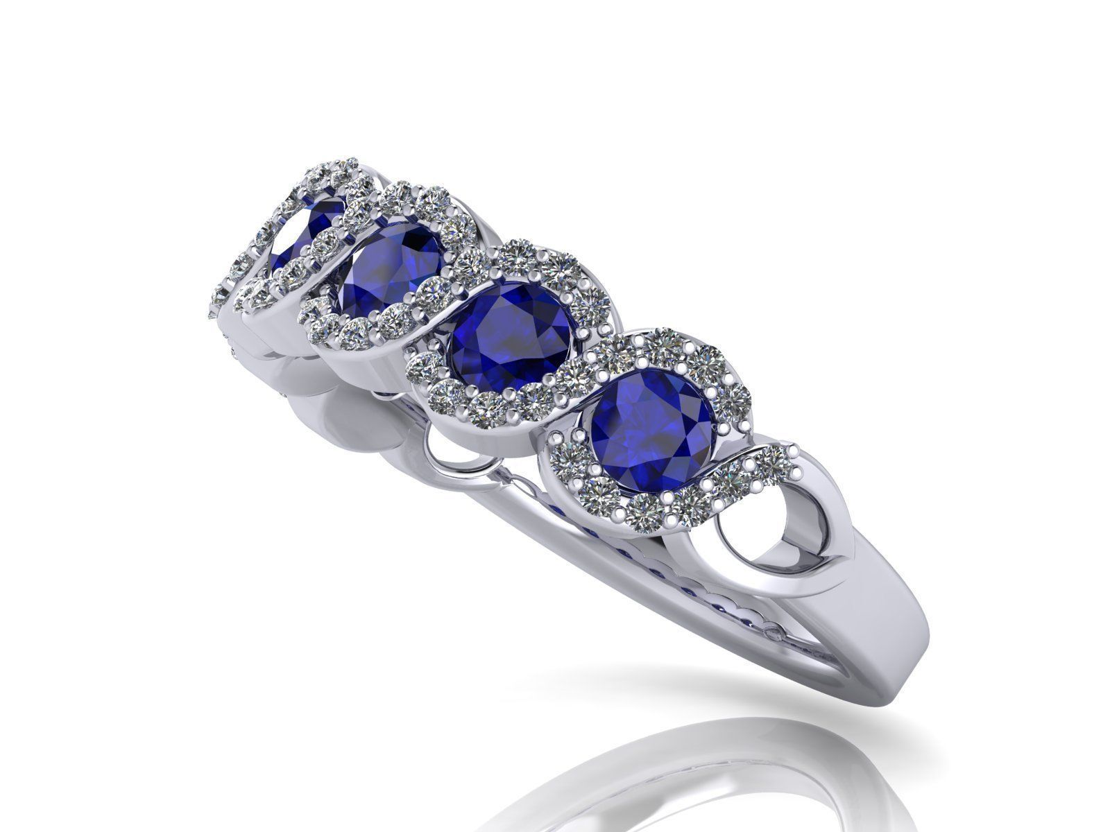 Spiral Weave Anniversary - Engagement Ring - Sapphire Halo 3D print model_2